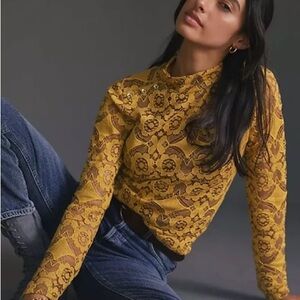 Maeve lace mock neck top